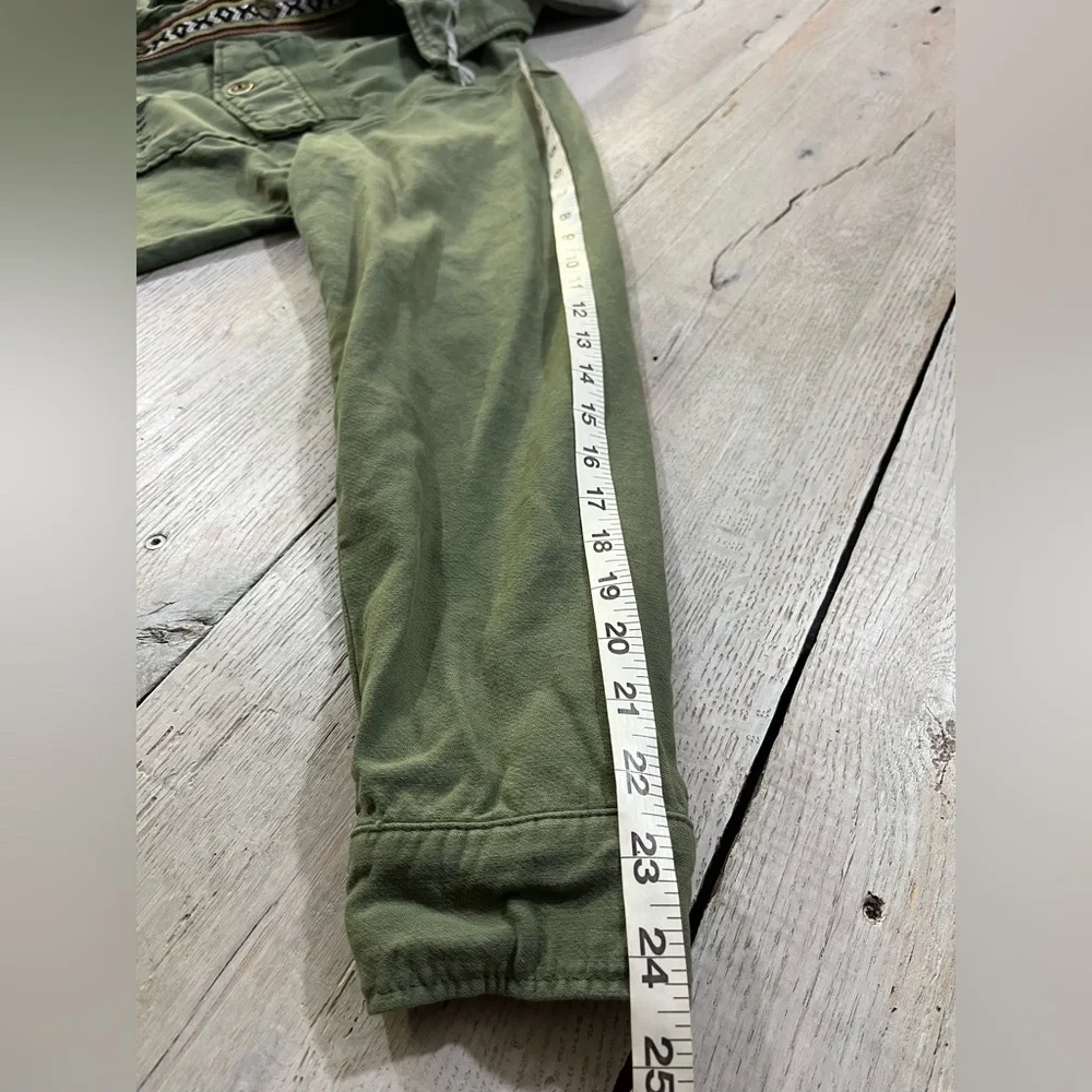 Free People Weekend Wanderer Distressed Green Hooded Jacket – Size Medium - Picture 7 of 9